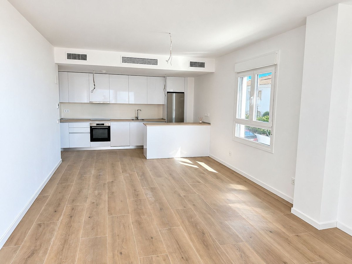 The open-plan kitchen and living room
