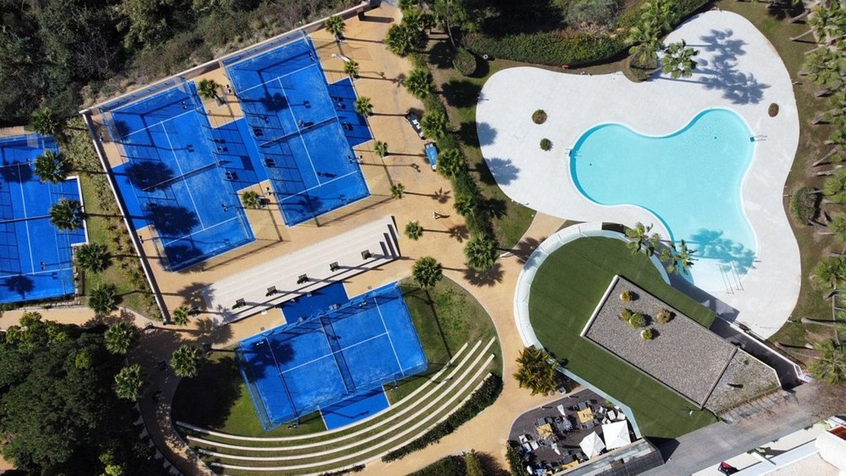 The sports club's padel courts from above