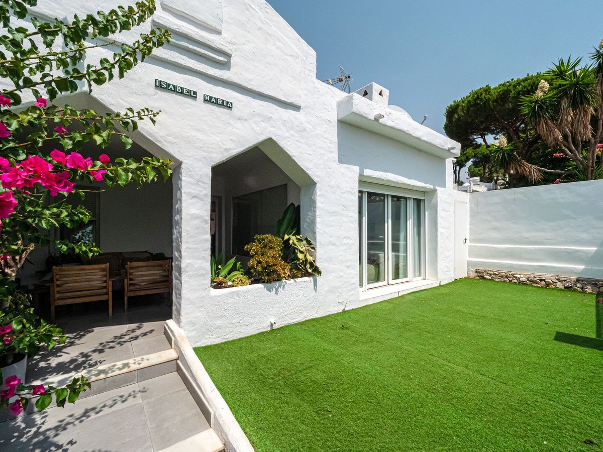 The lawn and the white garden wall