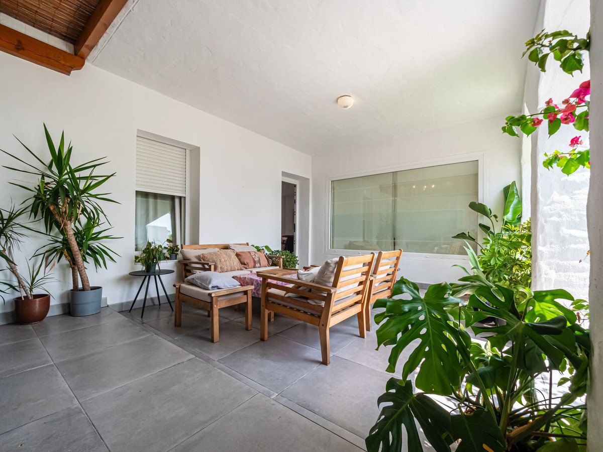 Plants and seating along the porch
