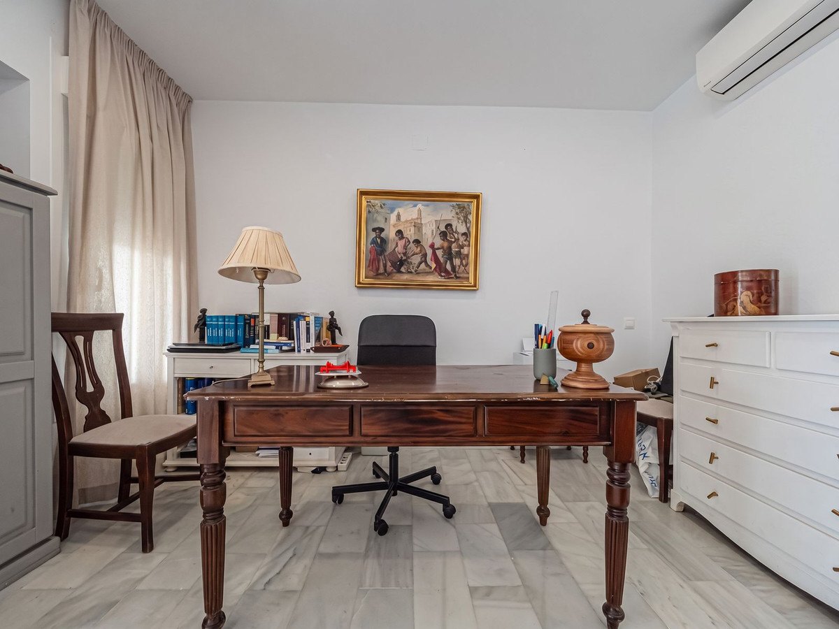 A desk in the living room