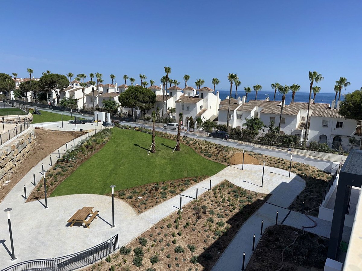 The landscaped gardens, the sea beyond