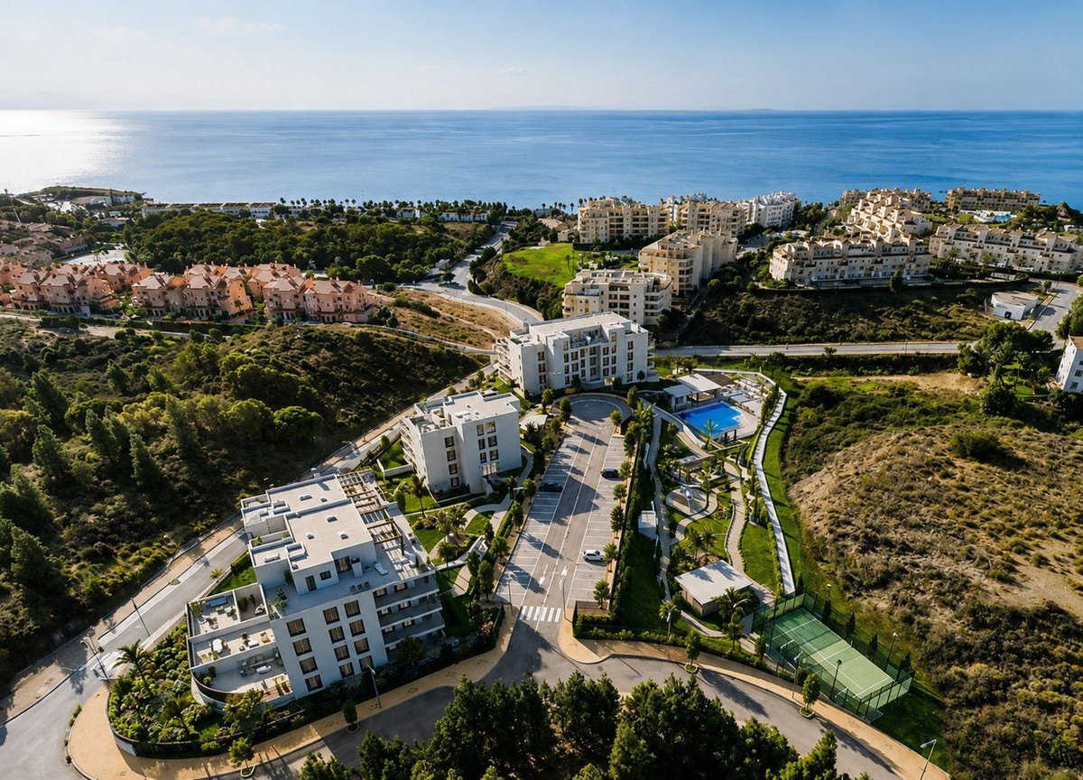The community from above, with the sea beyond