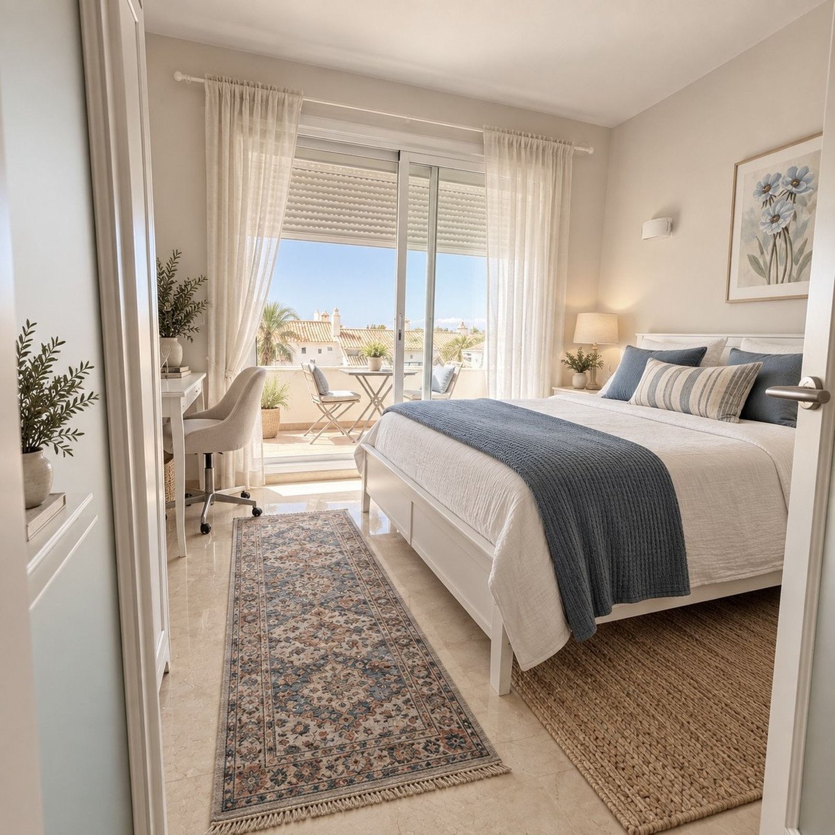 The bedroom with its own south-facing terrace