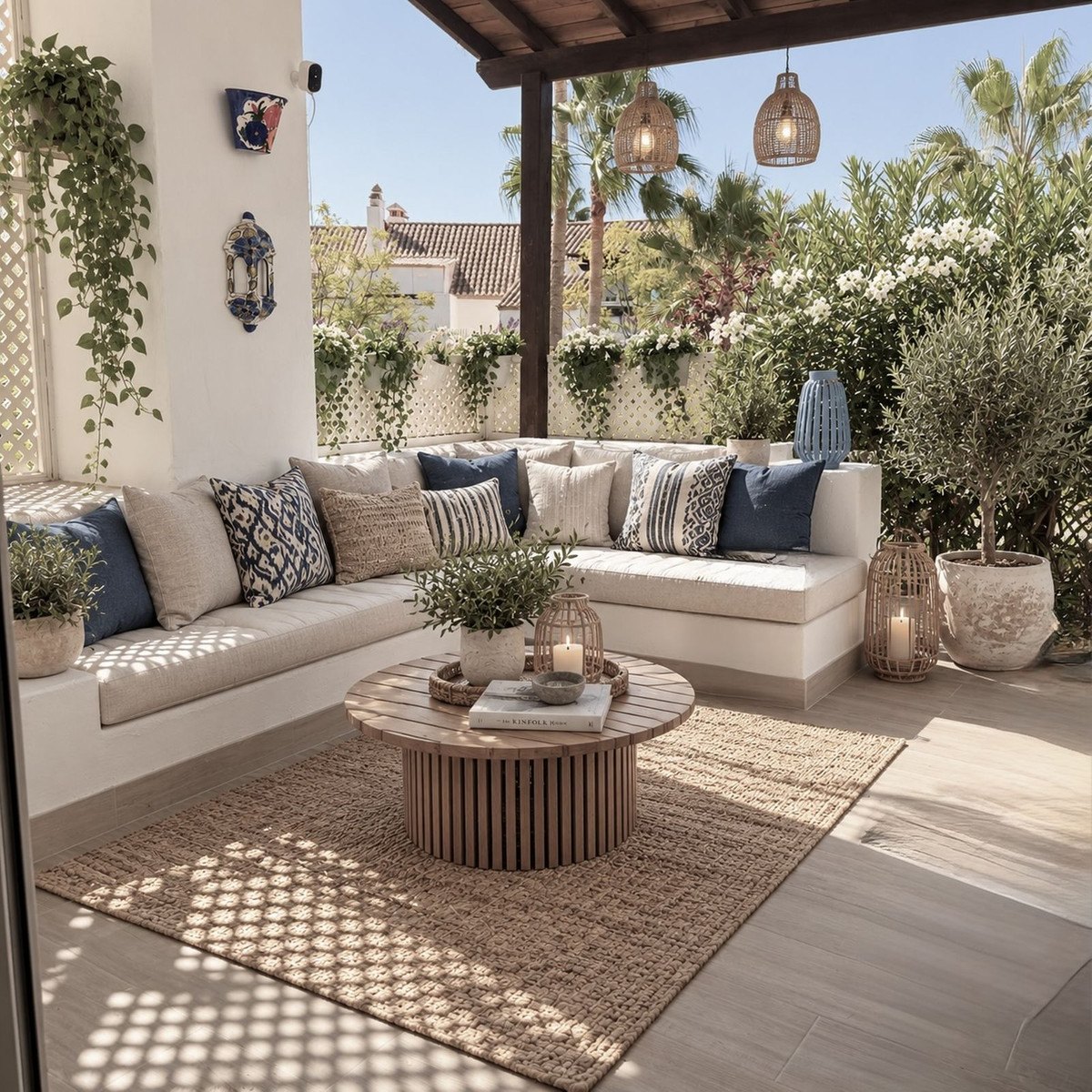 The covered terrace with its lounge