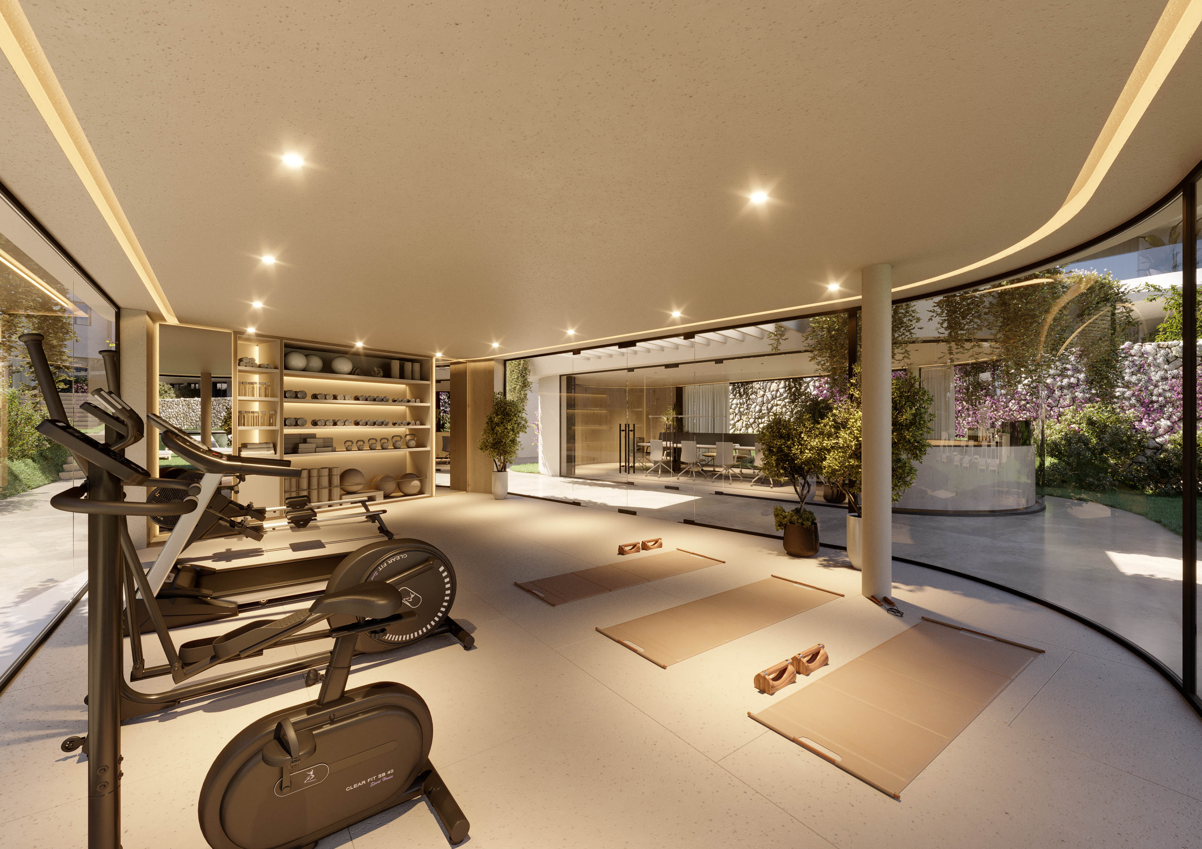 The gym pavilion, glazed onto the garden