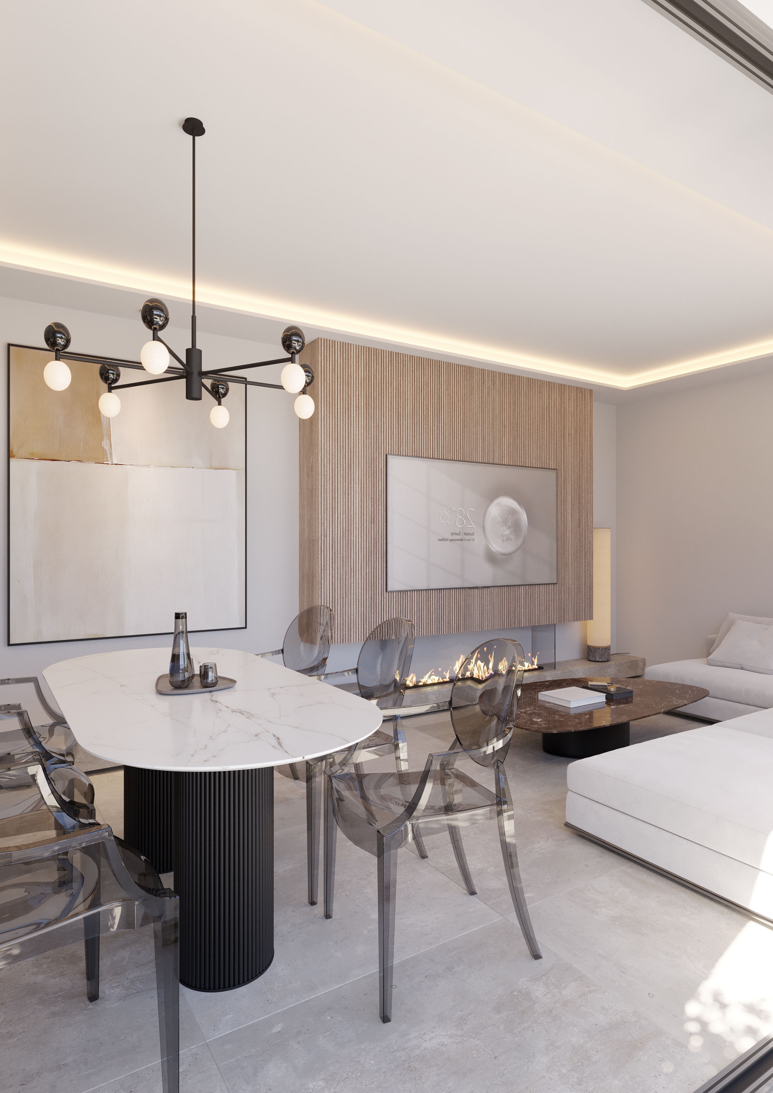 Living, opening to the terrace