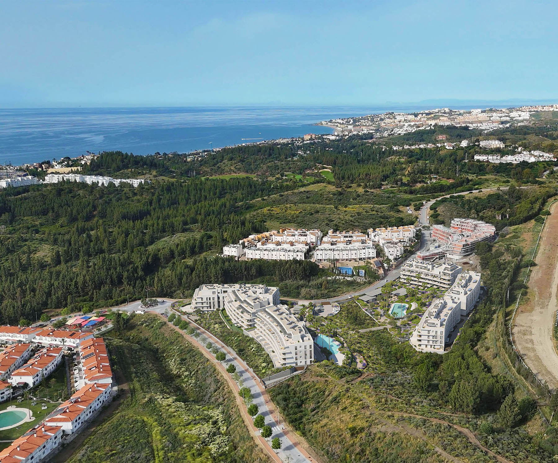 The development set into the hillside