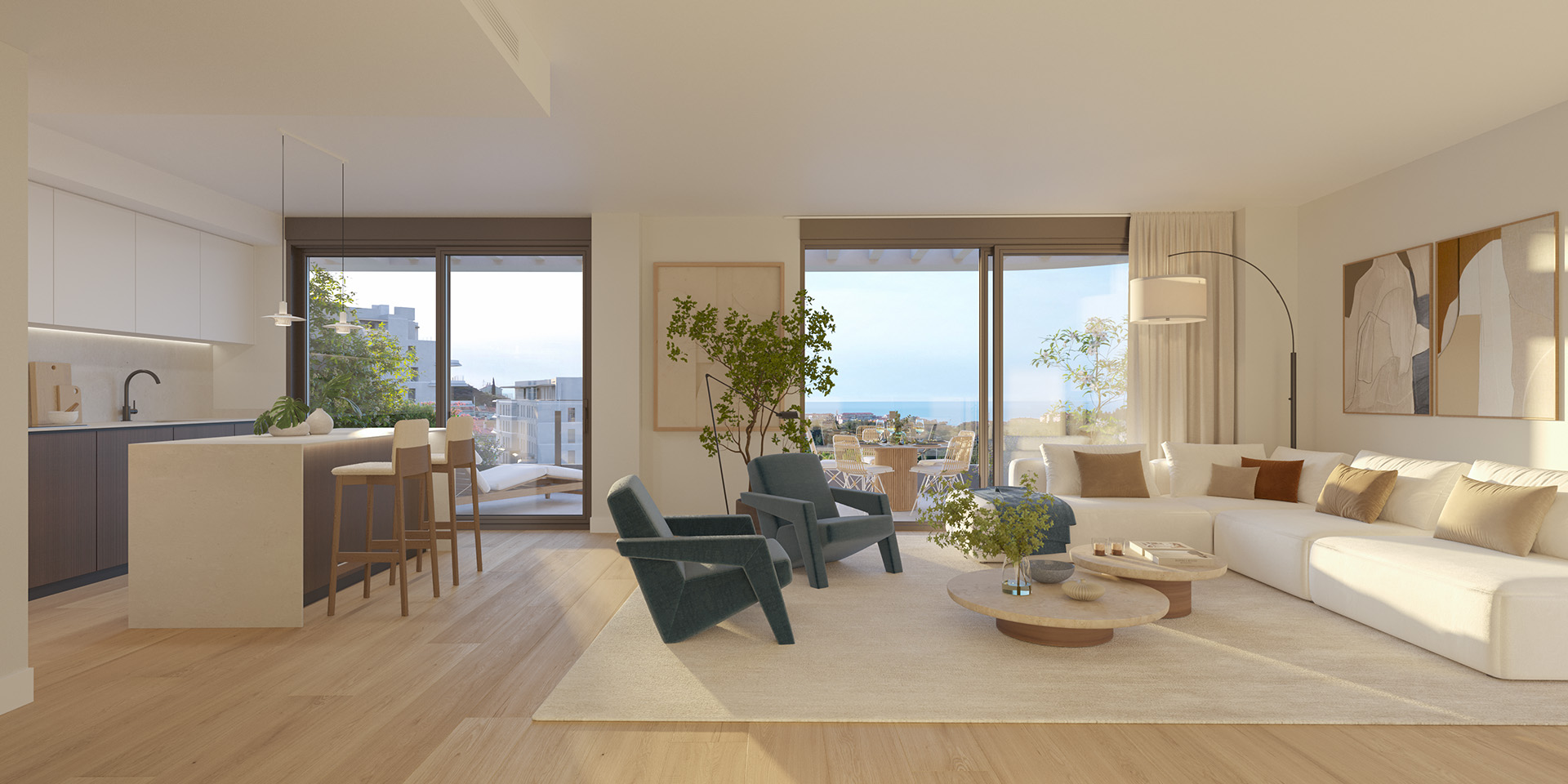 Living room opening to the terrace