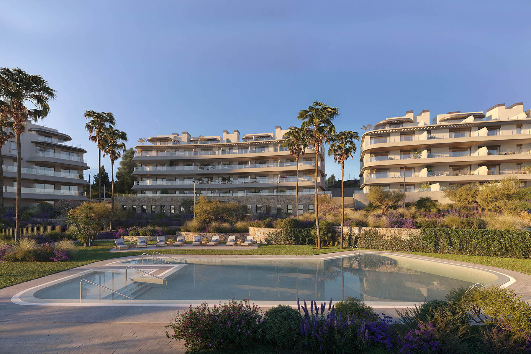 The pools at sunset