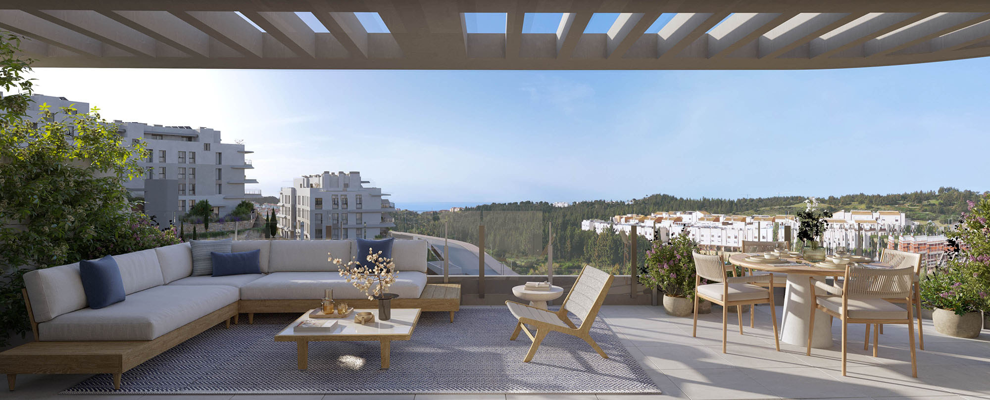 Planting along an upper terrace