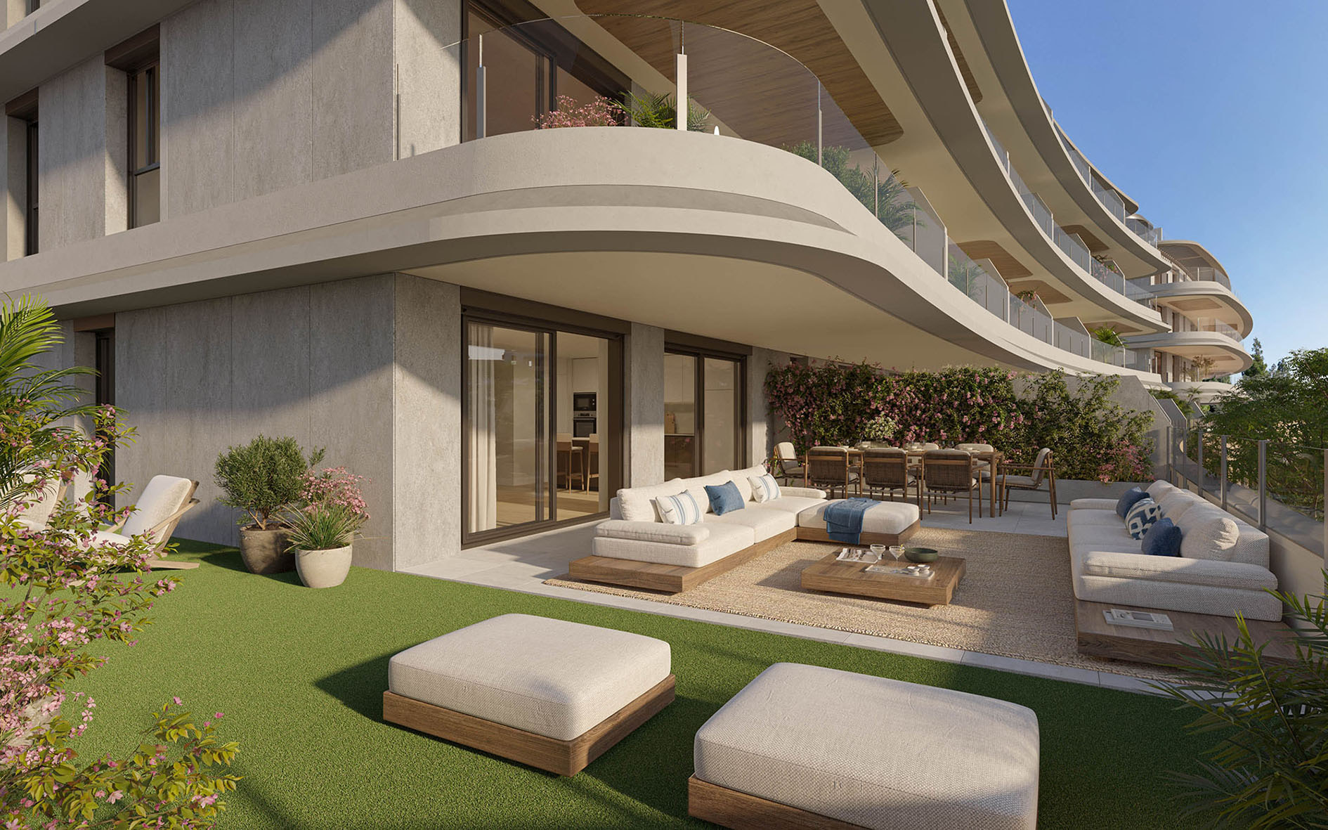 A ground-floor terrace and its garden