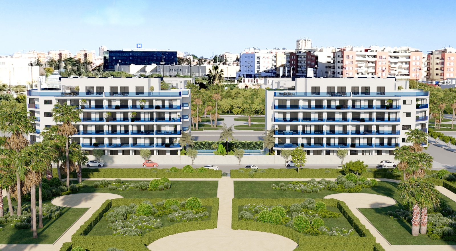 The two blocks across the green
