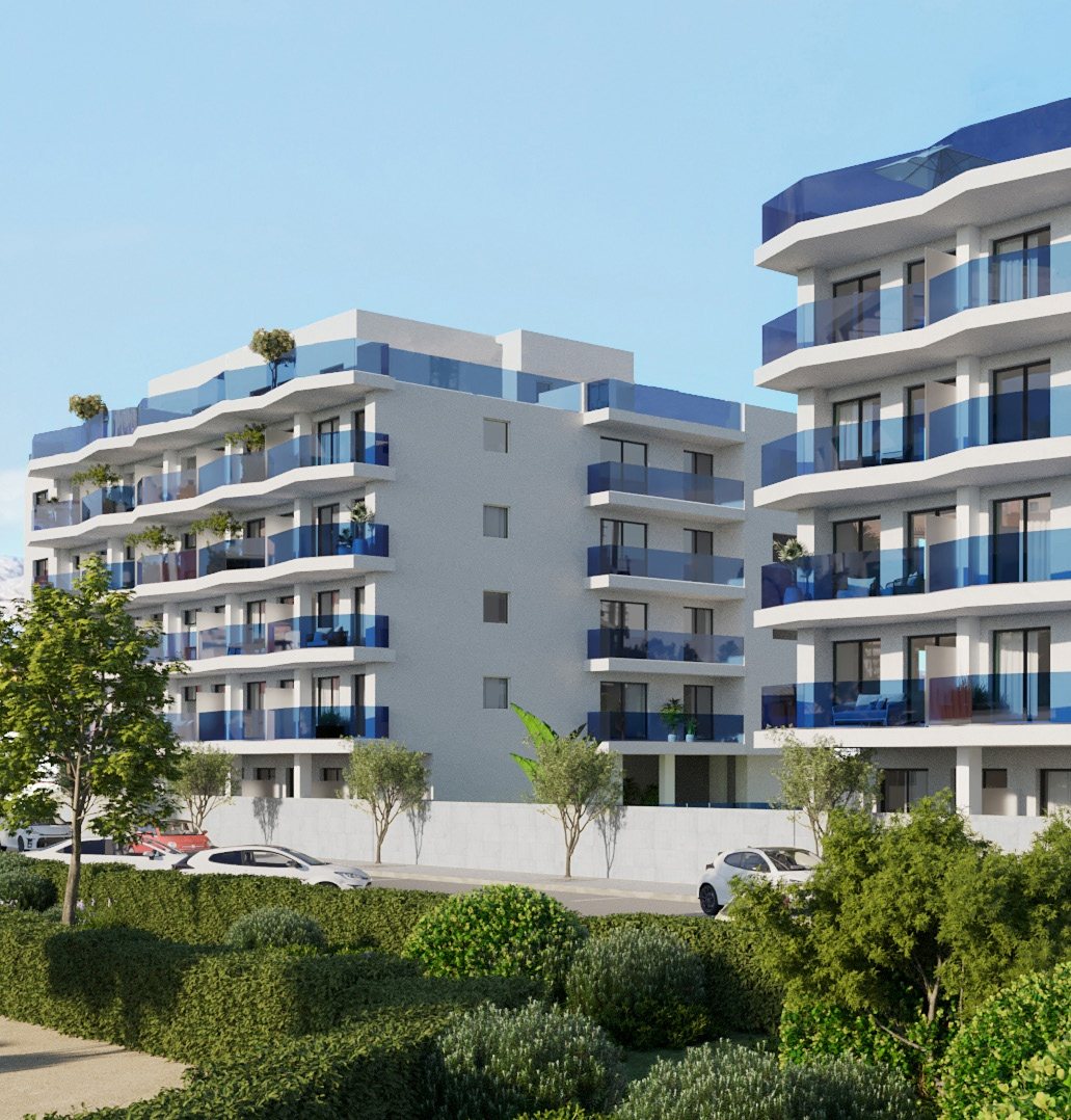 Cobalt balconies, white floors