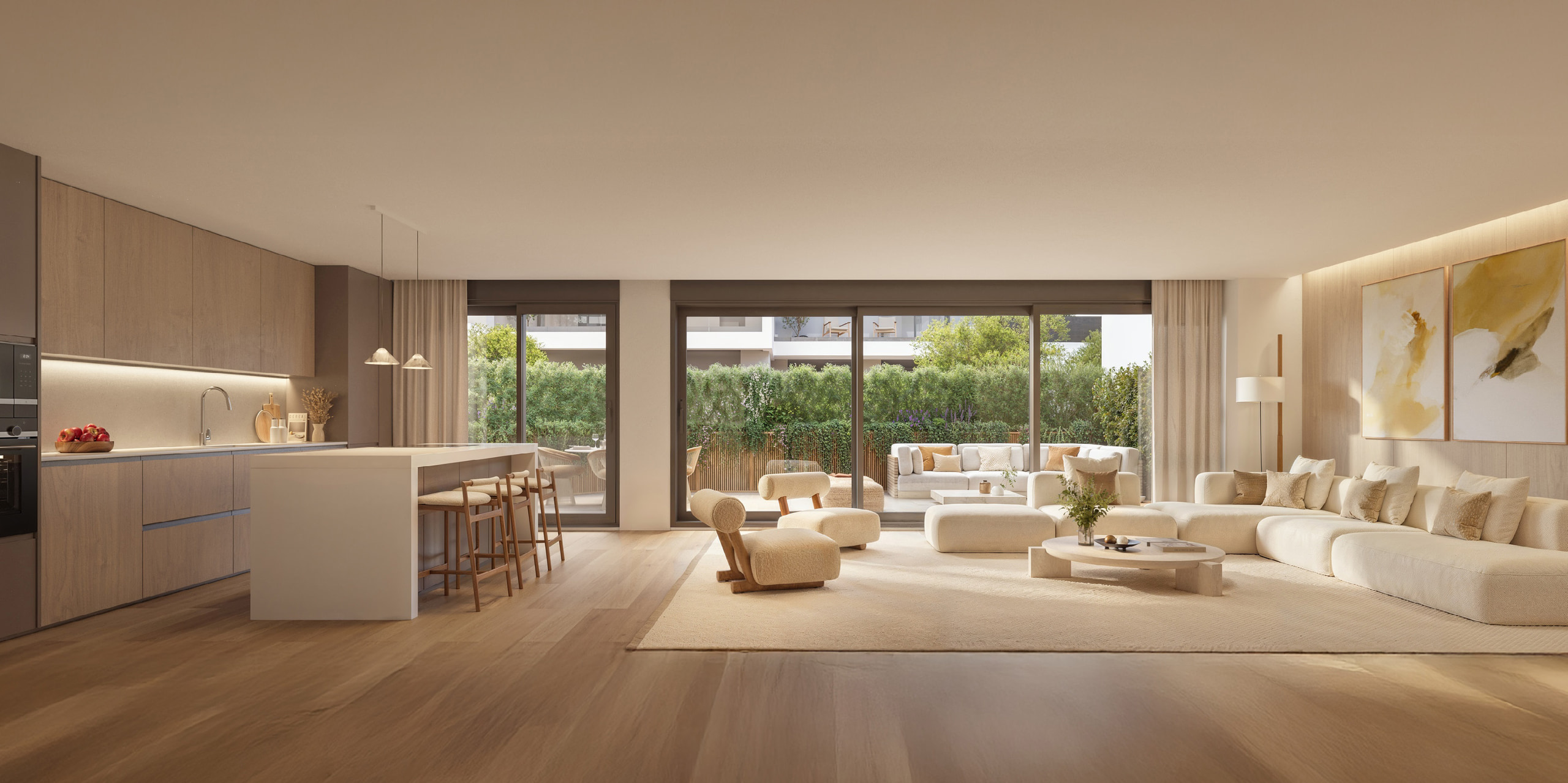 Living room open to the garden