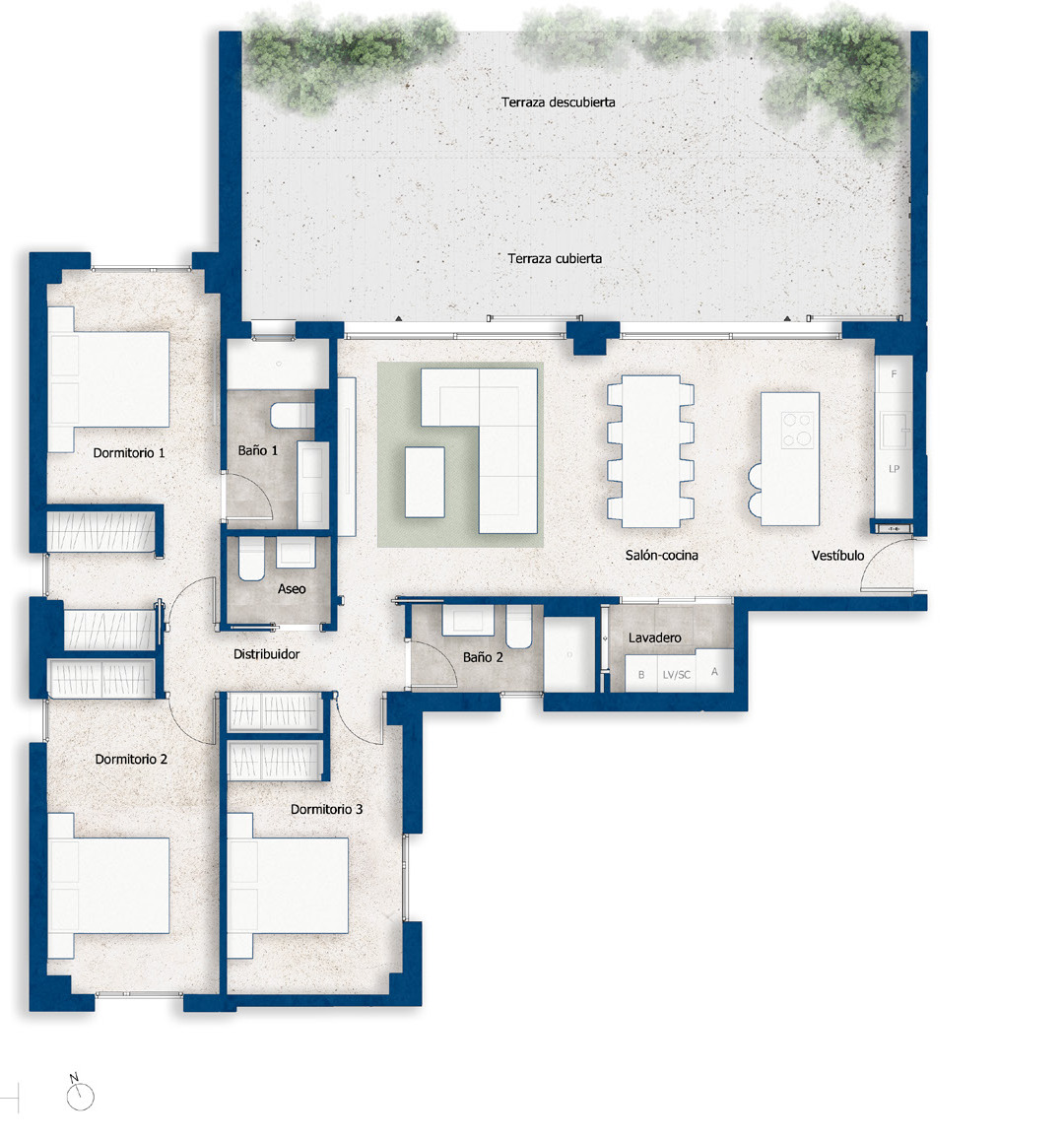 Three bedrooms