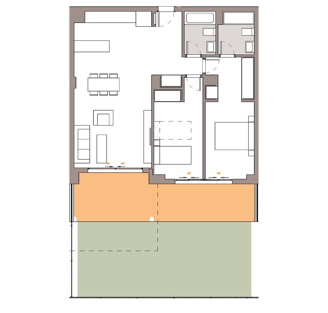 Typical plan, 2 bedrooms