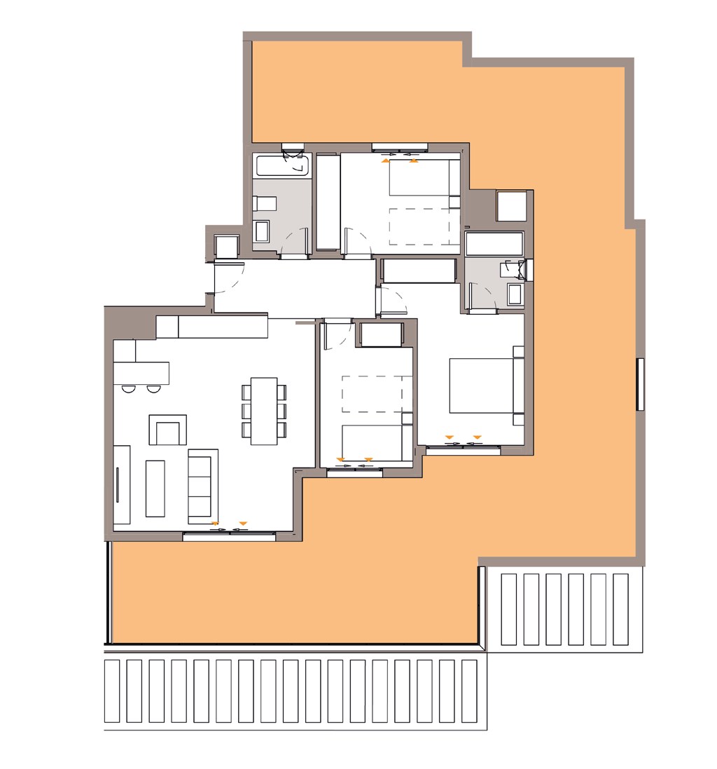 Typical plan, 3 bedrooms