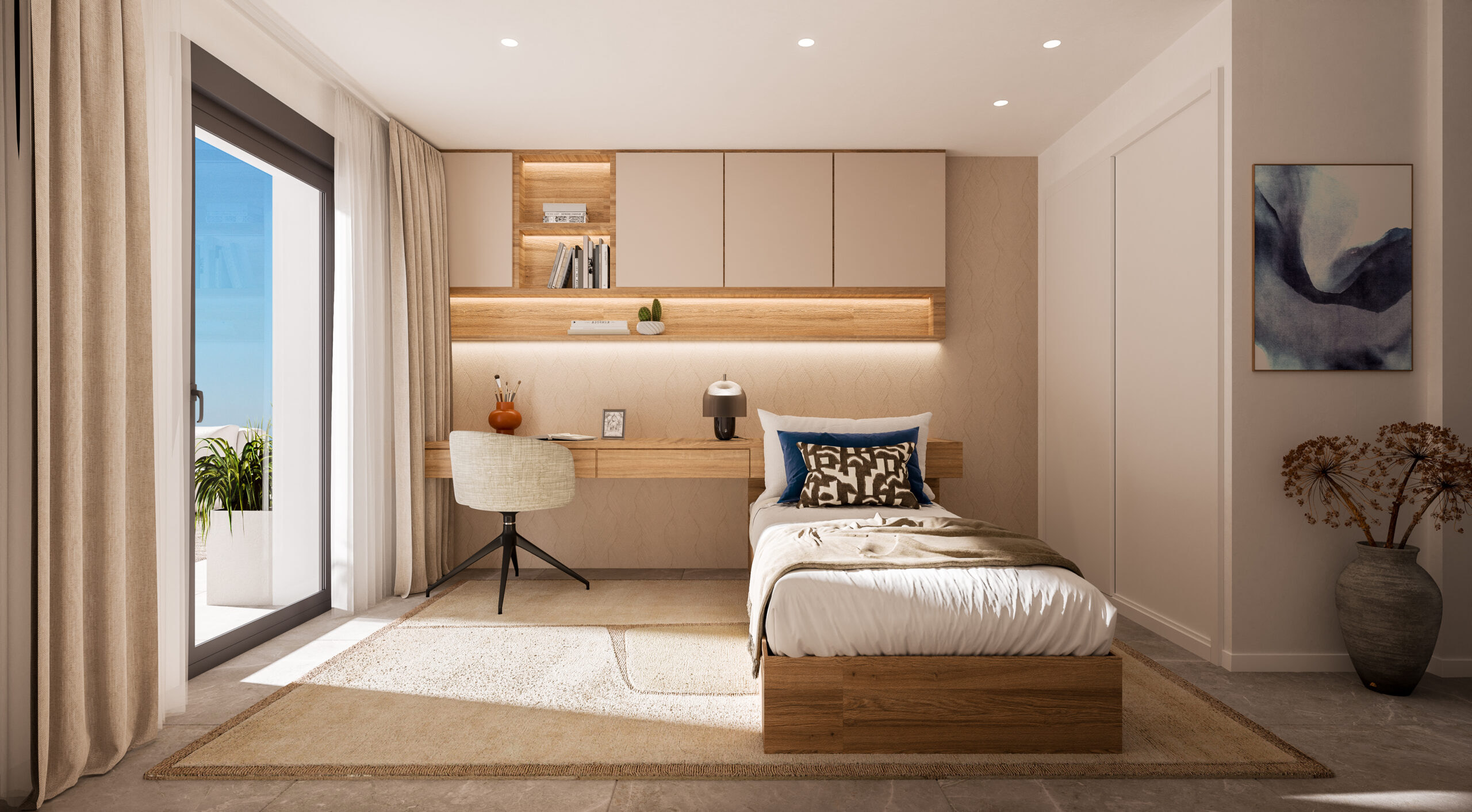 Second bedroom with built-in oak joinery