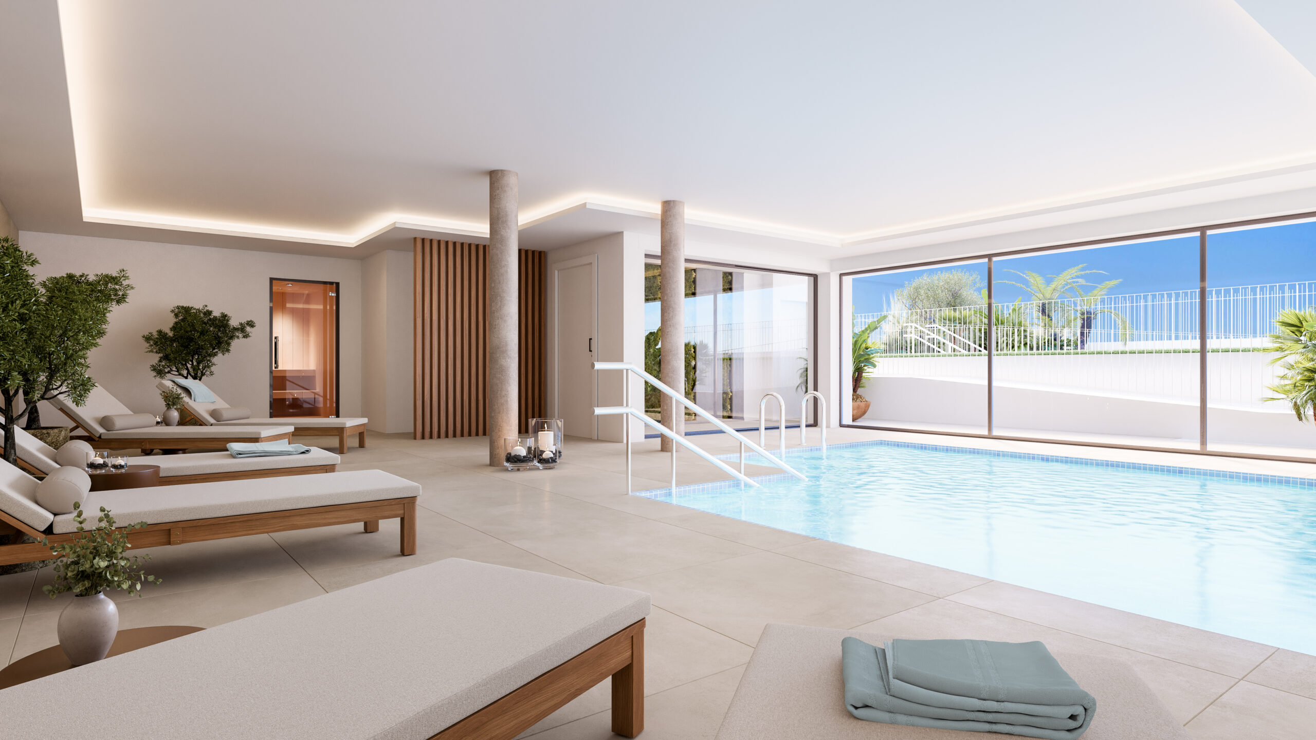 Heated indoor pool and sauna