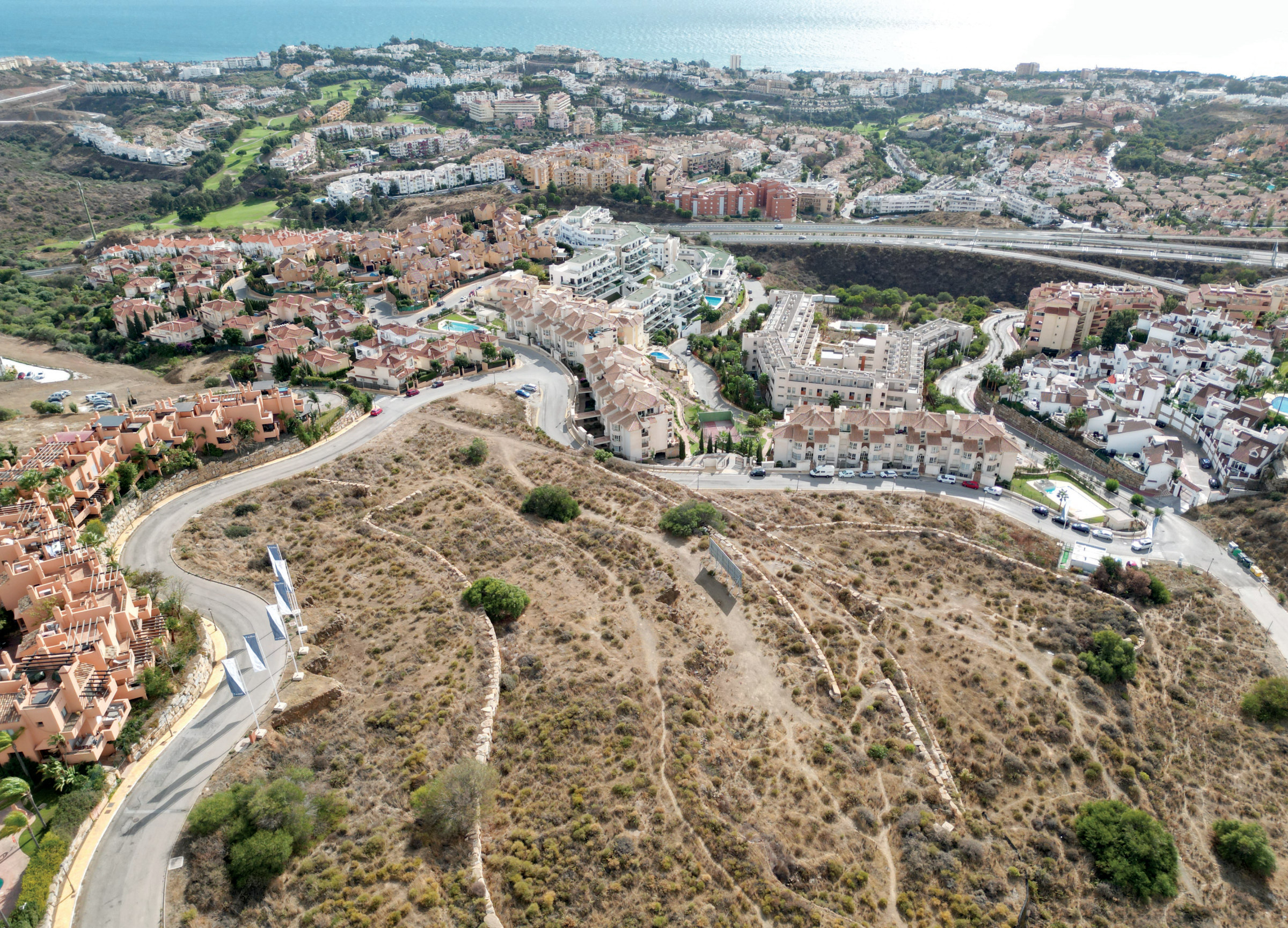 The hill above the coast, seen from the air