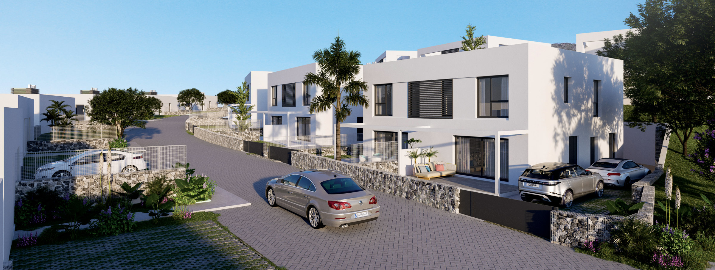 The street through the houses