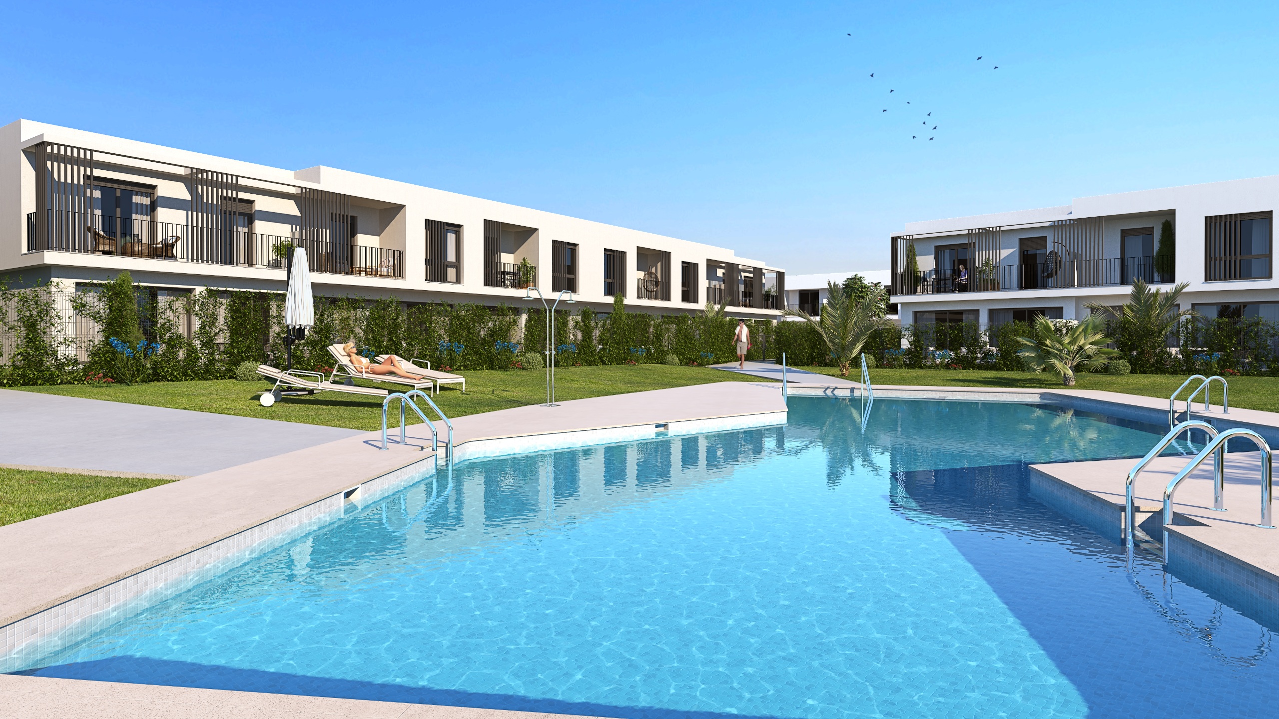 4 bedroom townhouses in San Roque — the street and the fairway