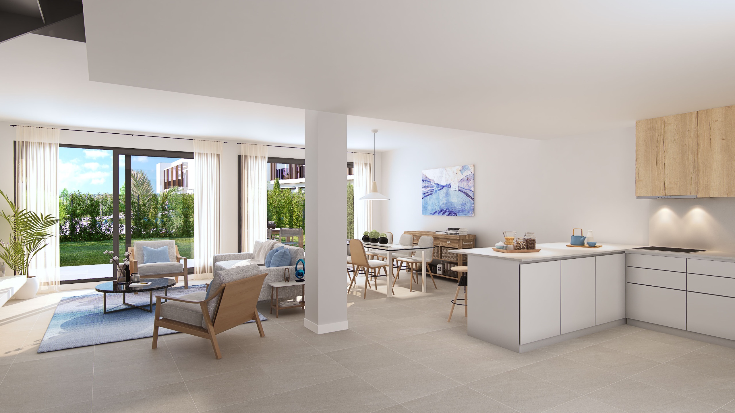 Living, opening to the terrace